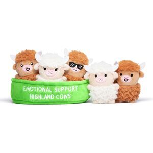 5 Emotional Support Highland Cow By Relatable Cuddly Stuffed Animals With Basket